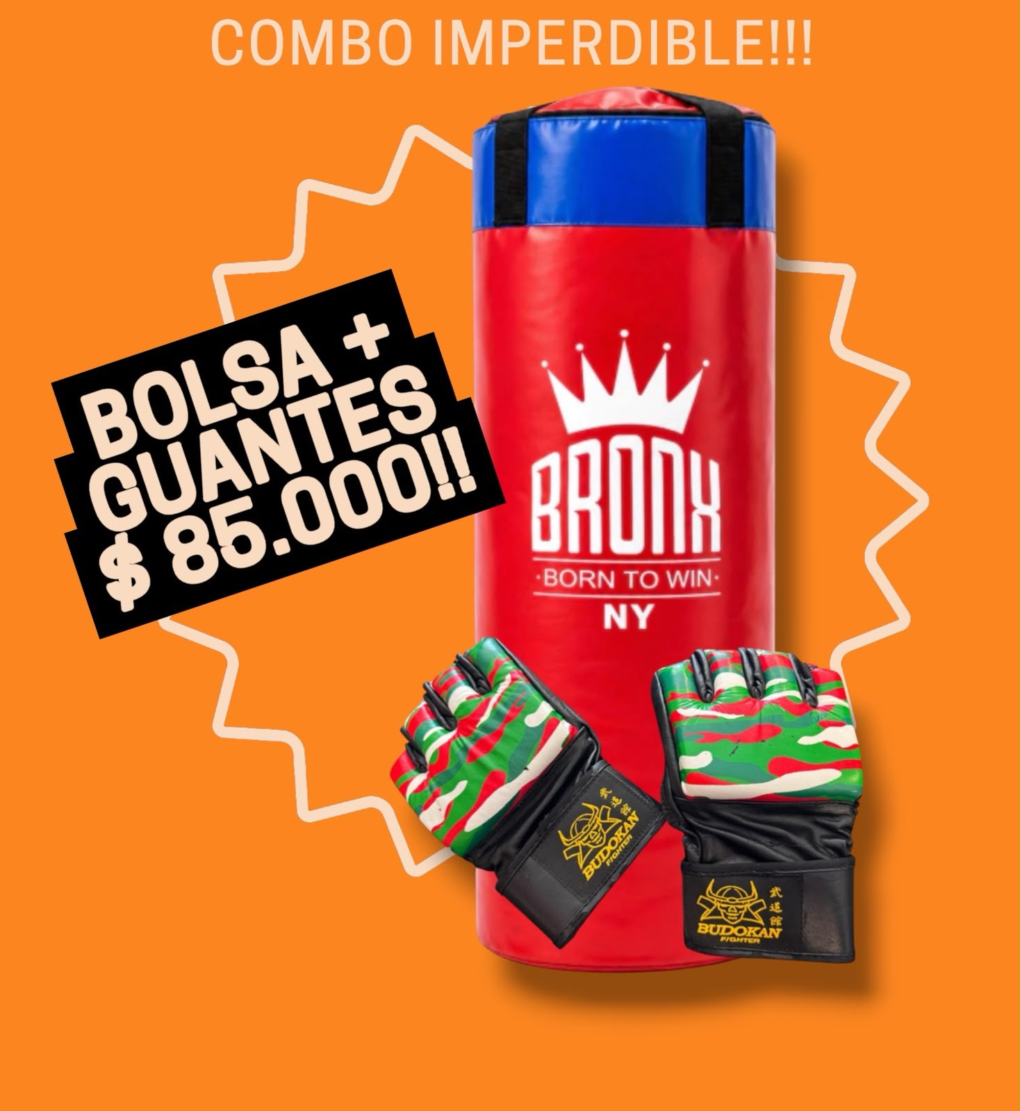 COMBO - Guantes MMA Budokan + Bolsa 90cm